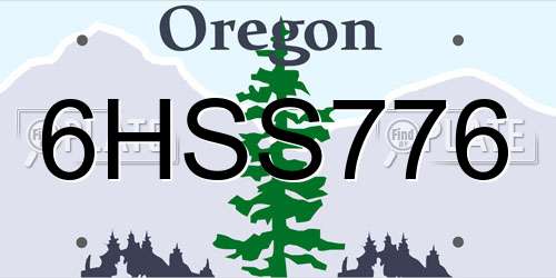 6HSS776 Oregon License Plate
