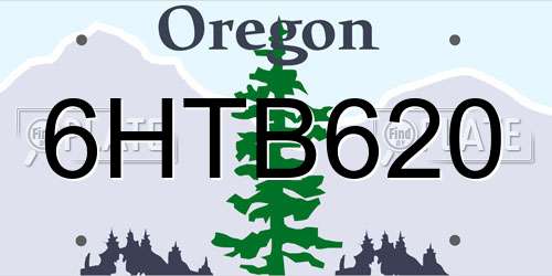 6HTB620 Oregon License Plate