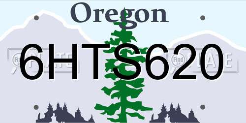 6HTS620 Oregon License Plate