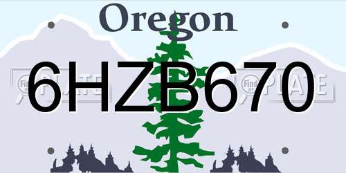 6HZB670 Oregon License Plate