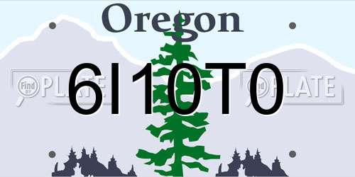 6I10T0 Oregon License Plate