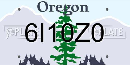 6I10Z0 Oregon License Plate