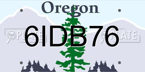 6IDB76 Oregon License Plate