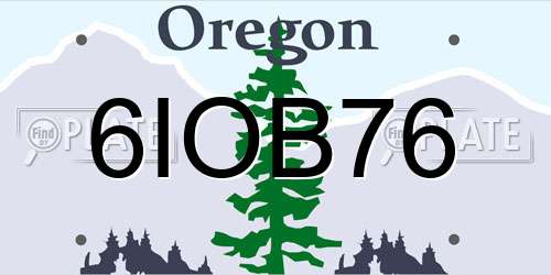 6IOB76 Oregon License Plate
