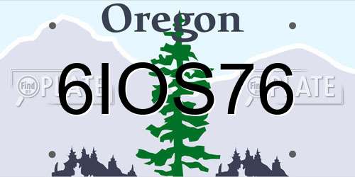 6IOS76 Oregon License Plate