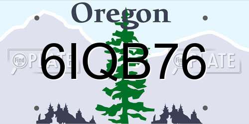 6IQB76 Oregon License Plate