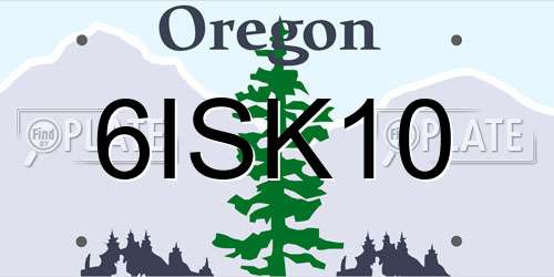 6ISK10 Oregon License Plate
