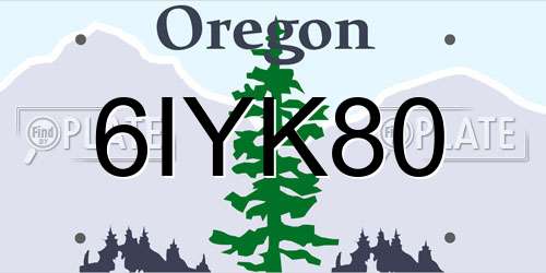 6IYK80 Oregon License Plate