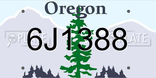 6J1388 Oregon License Plate