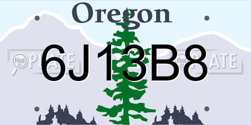 6J13B8 Oregon License Plate