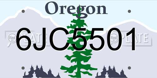 6JC5501 Oregon License Plate