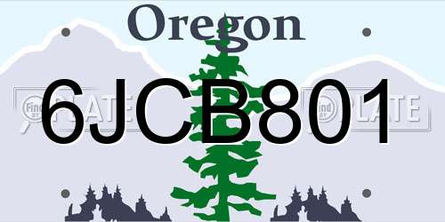 6JCB801 Oregon License Plate