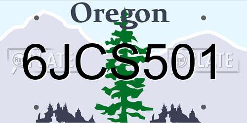 6JCS501 Oregon License Plate
