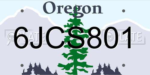 6JCS801 Oregon License Plate