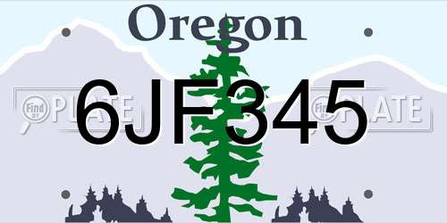 6JF345 Oregon License Plate