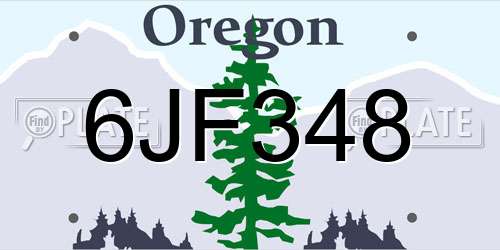 6JF348 Oregon License Plate