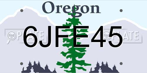 6JFE45 Oregon License Plate