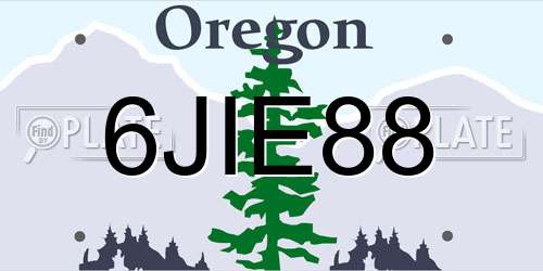6JIE88 Oregon License Plate