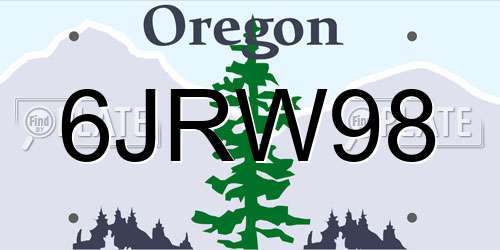 6JRW98 Oregon License Plate
