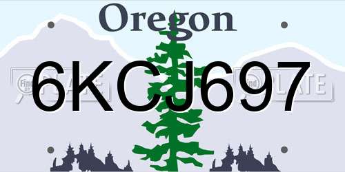 6KCJ697 Oregon License Plate