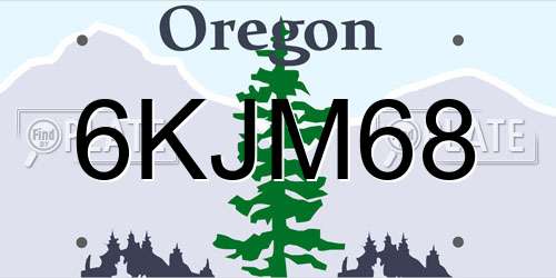 6KJM68 Oregon License Plate
