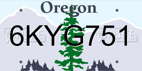 6KYG751 Oregon License Plate