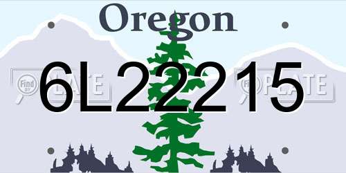 6L22215 Oregon License Plate