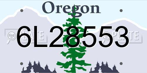 6L28553 Oregon License Plate