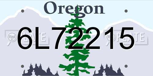 6L72215 Oregon License Plate