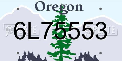 6L75553 Oregon License Plate
