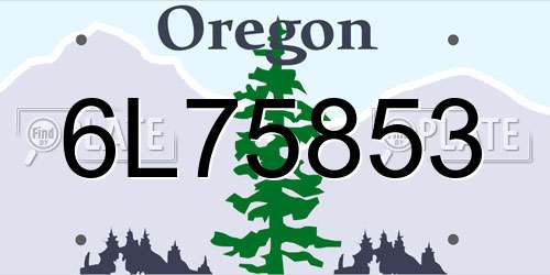 6L75853 Oregon License Plate