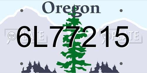 6L77215 Oregon License Plate
