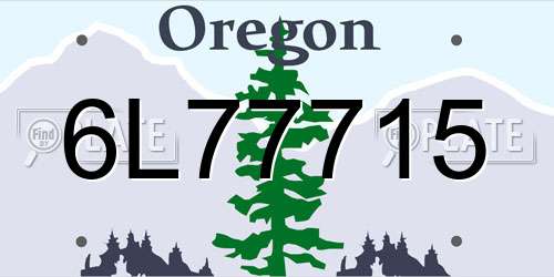 6L77715 Oregon License Plate