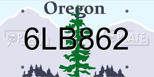 6LB862 Oregon License Plate