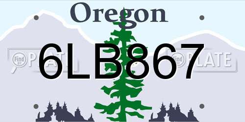 6LB867 Oregon License Plate