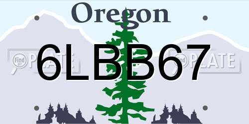 6LBB67 Oregon License Plate