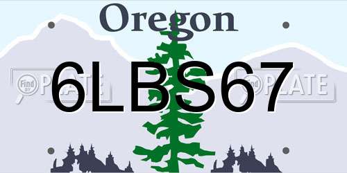 6LBS67 Oregon License Plate