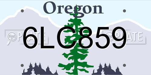 6LC859 Oregon License Plate