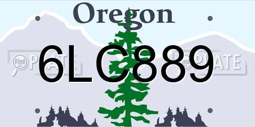 6LC889 Oregon License Plate