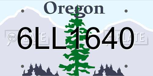 6LL1640 Oregon License Plate