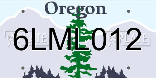 6LML012 Oregon License Plate