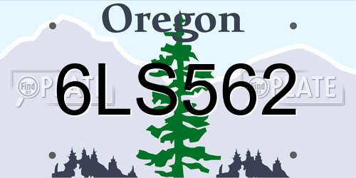 6LS562 Oregon License Plate
