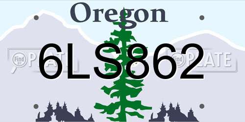 6LS862 Oregon License Plate