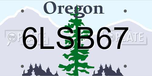 6LSB67 Oregon License Plate