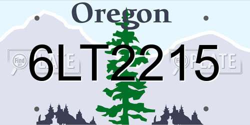 6LT2215 Oregon License Plate