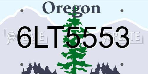 6LT5553 Oregon License Plate