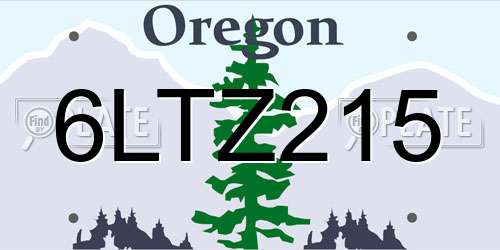 6LTZ215 Oregon License Plate
