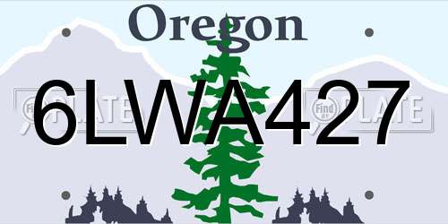 6LWA427 Oregon License Plate
