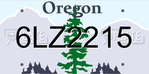6LZ2215 Oregon License Plate