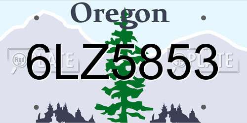 6LZ5853 Oregon License Plate